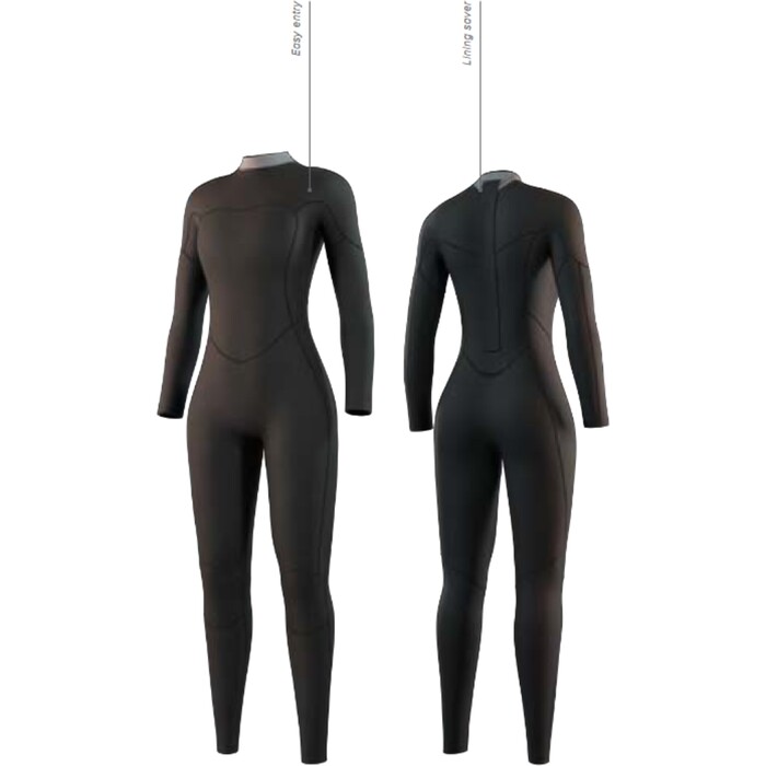 2025 Mystic Womens Brand 3/2mm Back Zip Flatlock Wetsuit 35000.250060 - Black